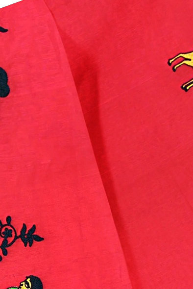 Red Pure Cotton Urbasi Hand Hand Loom Saree (1119)